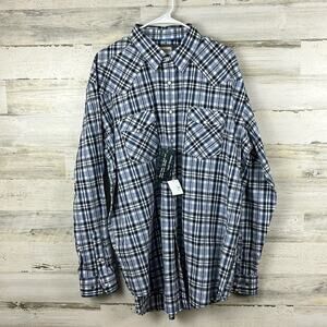 Rough Stock Mens extra large Blue Western Style Long Sleeve Collared Shirt new